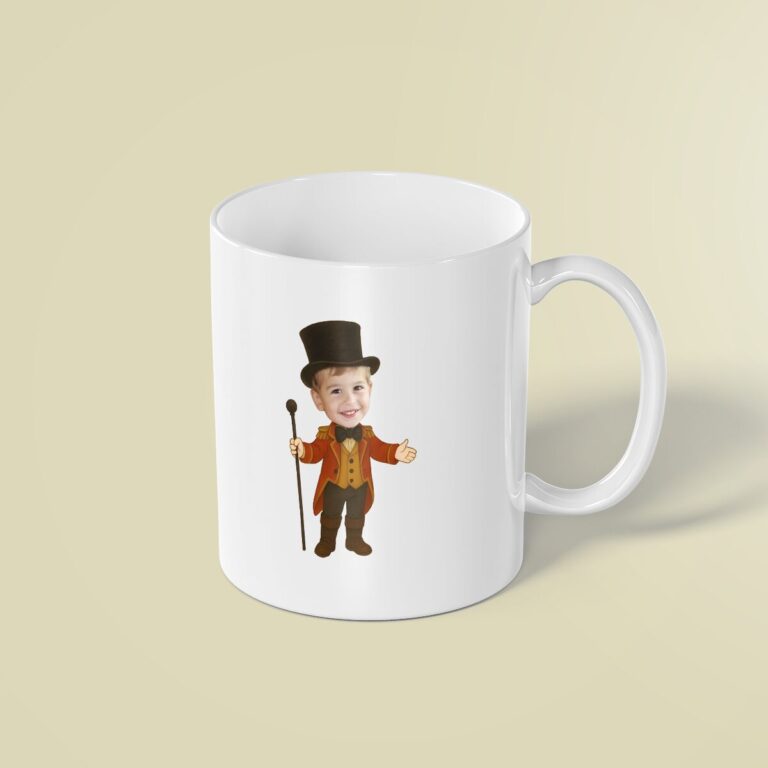 Custom Circus Ringmaster with Cane Face Cutout – Mug Custom Circus Ringmaster with Cane Face Cutout shown on a mug mockup
