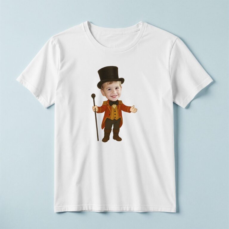 Custom Circus Ringmaster with Cane Face Cutout – T-shirt Custom Circus Ringmaster with Cane Face Cutout shown on a T-shirt mockup