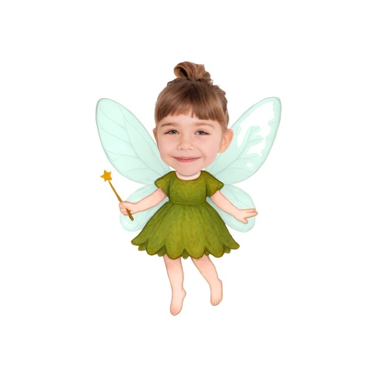 Custom Green Woodland Fairy with Wand Face Cutout – Original Custom Green Woodland Fairy with Wand Face Cutout design preview