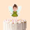 Custom Green Woodland Fairy with Wand Face Cutout – Cake Topper Custom Green Woodland Fairy with Wand Face Cutout shown on a cake topper mockup