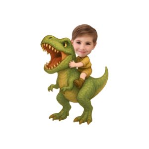 Custom Child Riding a Roaring Green Face Cutout – Original Custom Child Riding a Roaring Green Face Cutout design preview