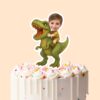 Custom Child Riding a Roaring Green Face Cutout – Cake Topper Custom Child Riding a Roaring Green Face Cutout shown on a cake topper mockup