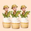 Custom Crocodile Safari Khaki Shirt and Shorts Face Cutout – Cupcake Topper Custom Crocodile Safari Khaki Shirt and Shorts Face Cutout shown on a cupcake topper mockup
