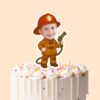 Custom Number 3 Firefighter Holding a Hose Face Cutout – Cake Topper Custom Number 3 Firefighter Holding a Hose Face Cutout shown on a cake topper mockup