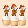 Custom Number 3 Firefighter Holding a Hose Face Cutout – Cupcake Topper Custom Number 3 Firefighter Holding a Hose Face Cutout shown on a cupcake topper mockup