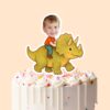 Custom Child Riding a Yellow-Green Triceratops Face Cutout – Cake Topper Custom Child Riding a Yellow-Green Triceratops Face Cutout shown on a cake topper mockup