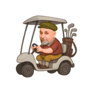 Custom Golfer Driving a Golf Cart Brown Shirt Face Cutout – Original Custom Golfer Driving a Golf Cart Brown Shirt Face Cutout design preview