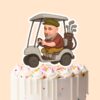 Custom Golfer Driving a Golf Cart Brown Shirt Face Cutout – Cake Topper Custom Golfer Driving a Golf Cart Brown Shirt Face Cutout shown on a cake topper mockup
