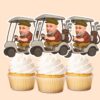 Custom Golfer Driving a Golf Cart Brown Shirt Face Cutout – Cupcake Topper Custom Golfer Driving a Golf Cart Brown Shirt Face Cutout shown on a cupcake topper mockup