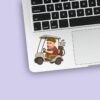 Custom Golfer Driving a Golf Cart Brown Shirt Face Cutout – Sticker Custom Golfer Driving a Golf Cart Brown Shirt Face Cutout shown on a sticker mockup