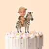 Custom Zebra Safari Explorer Tan Safari Helmet Face Cutout – Cake Topper Custom Zebra Safari Explorer Tan Safari Helmet Face Cutout shown on a cake topper mockup