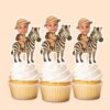 Custom Zebra Safari Explorer Tan Safari Helmet Face Cutout – Cupcake Topper Custom Zebra Safari Explorer Tan Safari Helmet Face Cutout shown on a cupcake topper mockup