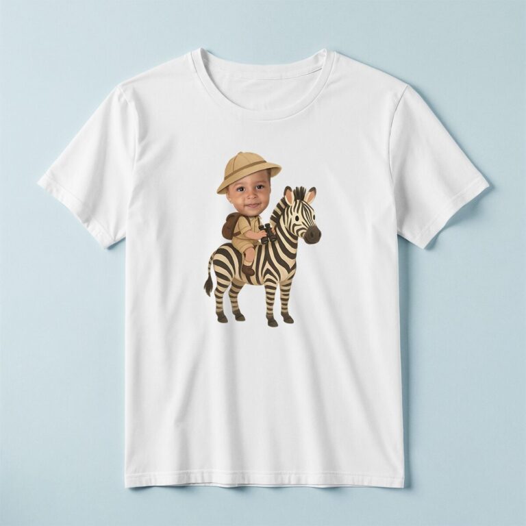 Custom Zebra Safari Explorer Tan Safari Helmet Face Cutout – T-shirt Custom Zebra Safari Explorer Tan Safari Helmet Face Cutout shown on a T-shirt mockup