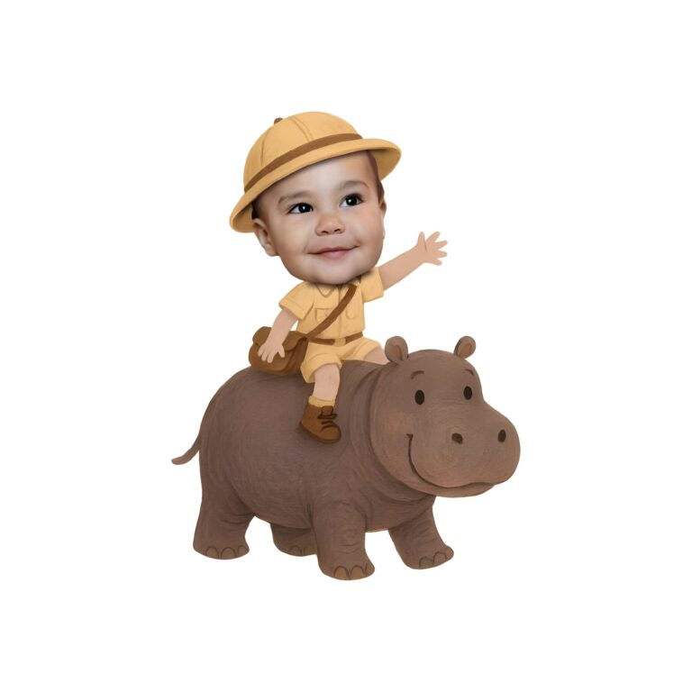 Custom Brown-Gray Hippo Safari Rider Face Cutout – Original Custom Brown-Gray Hippo Safari Rider Face Cutout design preview