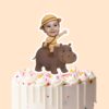 Custom Brown-Gray Hippo Safari Rider Face Cutout – Cake Topper Custom Brown-Gray Hippo Safari Rider Face Cutout shown on a cake topper mockup