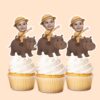 Custom Brown-Gray Hippo Safari Rider Face Cutout – Cupcake Topper Custom Brown-Gray Hippo Safari Rider Face Cutout shown on a cupcake topper mockup