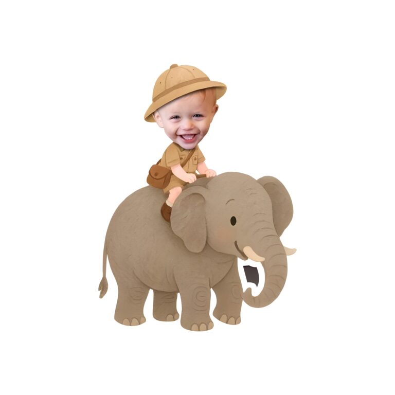 Custom Elephant Safari Explorer Gray Elephant Face Cutout – Original Custom Elephant Safari Explorer Gray Elephant Face Cutout design preview