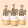 Custom Elephant Safari Explorer Gray Elephant Face Cutout – Cupcake Topper Custom Elephant Safari Explorer Gray Elephant Face Cutout shown on a cupcake topper mockup