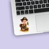 Custom Pirate Seated on a Treasure Chest Face Cutout – Sticker Custom Pirate Seated on a Treasure Chest Face Cutout shown on a sticker mockup