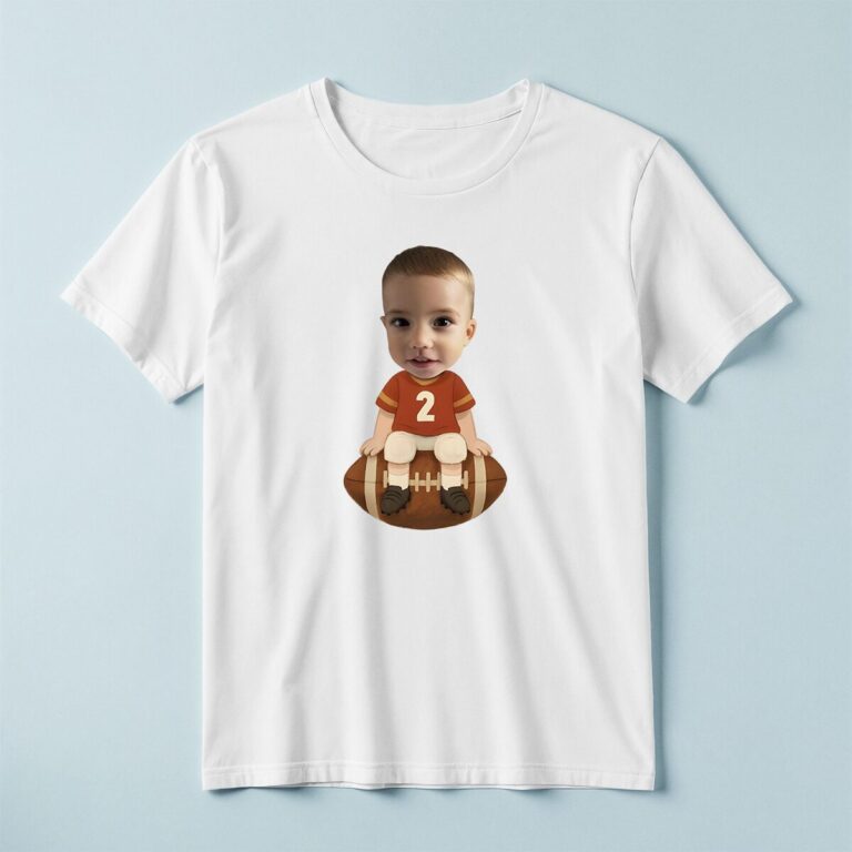 Custom Number 2 Football Player Seated Face Cutout – T-shirt Custom Number 2 Football Player Seated Face Cutout shown on a T-shirt mockup