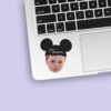 Custom Black Round-Ear Name-Cap Portrait Face Cutout – Sticker Custom Black Round-Ear Name-Cap Portrait Face Cutout shown on a sticker mockup