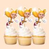 Custom Orange Twin-Tailed Fox Costume Face Cutout – Cupcake Topper Custom Orange Twin-Tailed Fox Costume Face Cutout shown on a cupcake topper mockup