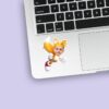 Custom Orange Twin-Tailed Fox Costume Face Cutout – Sticker Custom Orange Twin-Tailed Fox Costume Face Cutout shown on a sticker mockup