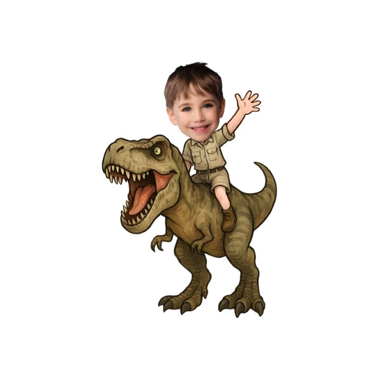 Custom Brown Tyrannosaur Rider Khaki Outfit Face Cutout – Original Custom Brown Tyrannosaur Rider Khaki Outfit Face Cutout design preview