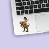 Custom Brown Tyrannosaur Rider Khaki Outfit Face Cutout – Sticker Custom Brown Tyrannosaur Rider Khaki Outfit Face Cutout shown on a sticker mockup