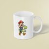 Custom Red Game Hero Riding a Green Dinosaur Face Cutout – Mug Custom Red Game Hero Riding a Green Dinosaur Face Cutout shown on a mug mockup