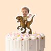 Custom Small Brown Raptor Explorer Rider Face Cutout – Cake Topper Custom Small Brown Raptor Explorer Rider Face Cutout shown on a cake topper mockup