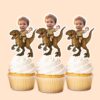 Custom Small Brown Raptor Explorer Rider Face Cutout – Cupcake Topper Custom Small Brown Raptor Explorer Rider Face Cutout shown on a cupcake topper mockup