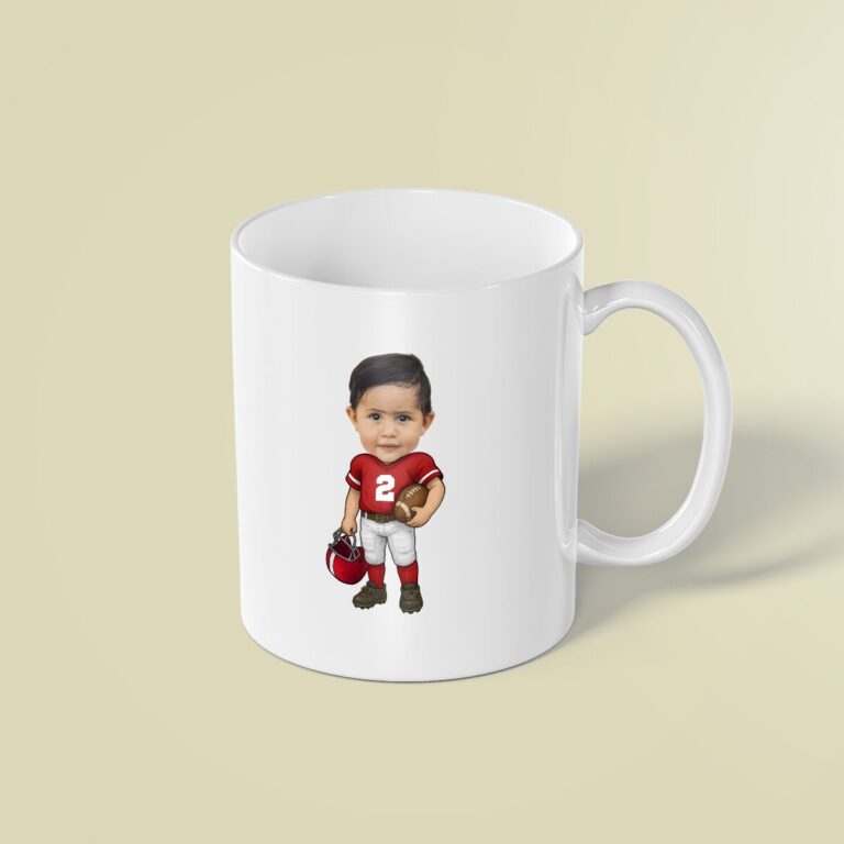 Custom Number 2 American Football Player Face Cutout – Mug Custom Number 2 American Football Player Face Cutout shown on a mug mockup