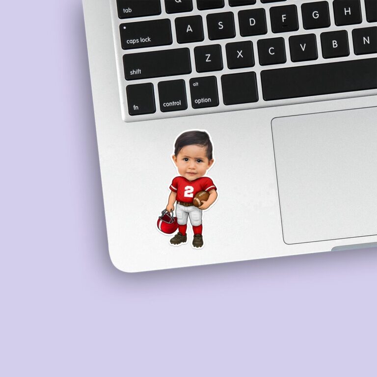 Custom Number 2 American Football Player Face Cutout – Sticker Custom Number 2 American Football Player Face Cutout shown on a sticker mockup