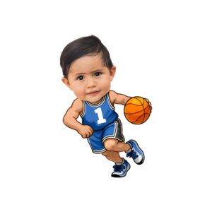 Custom Number 1 Basketball Player Dribbling Face Cutout – Original Custom Number 1 Basketball Player Dribbling Face Cutout design preview