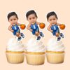 Custom Number 1 Basketball Player Dribbling Face Cutout – Cupcake Topper Custom Number 1 Basketball Player Dribbling Face Cutout shown on a cupcake topper mockup