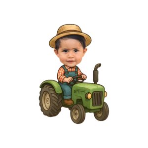 Custom Farmer Driving a Green Tractor Face Cutout – Original Custom Farmer Driving a Green Tractor Face Cutout design preview