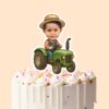 Custom Farmer Driving a Green Tractor Face Cutout – Cake Topper Custom Farmer Driving a Green Tractor Face Cutout shown on a cake topper mockup