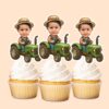 Custom Farmer Driving a Green Tractor Face Cutout – Cupcake Topper Custom Farmer Driving a Green Tractor Face Cutout shown on a cupcake topper mockup