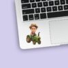 Custom Farmer Driving a Green Tractor Face Cutout – Sticker Custom Farmer Driving a Green Tractor Face Cutout shown on a sticker mockup