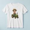 Custom Farmer Driving a Green Tractor Face Cutout – T-shirt Custom Farmer Driving a Green Tractor Face Cutout shown on a T-shirt mockup