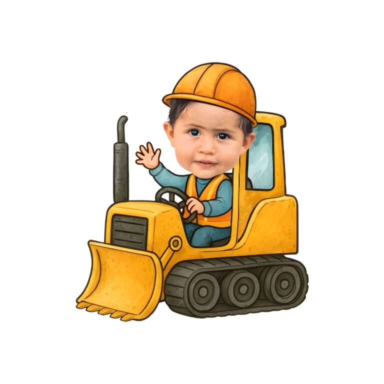 Custom Bulldozer Driver Waving Face Cutout – Original Custom Bulldozer Driver Waving Face Cutout design preview