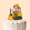 Custom Bulldozer Driver Waving Face Cutout – Cake Topper Custom Bulldozer Driver Waving Face Cutout shown on a cake topper mockup