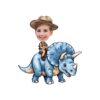 Custom Blue Triceratops Brown Safari Hat Face Cutout – Original Custom Blue Triceratops Brown Safari Hat Face Cutout design preview