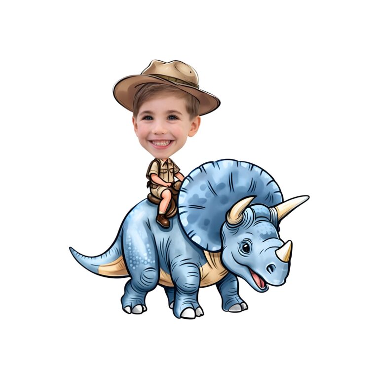 Custom Blue Triceratops Brown Safari Hat Face Cutout – Original Custom Blue Triceratops Brown Safari Hat Face Cutout design preview