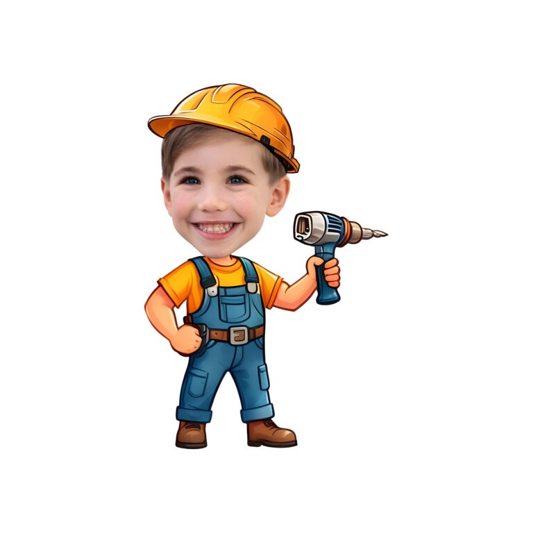 Custom Construction Worker Holding a Drill Face Cutout – Original Custom Construction Worker Holding a Drill Face Cutout design preview