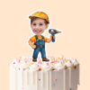 Custom Construction Worker Holding a Drill Face Cutout – Cake Topper Custom Construction Worker Holding a Drill Face Cutout shown on a cake topper mockup