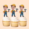 Custom Construction Worker Holding a Drill Face Cutout – Cupcake Topper Custom Construction Worker Holding a Drill Face Cutout shown on a cupcake topper mockup