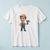 Custom Construction Worker Holding a Drill Face Cutout – T-shirt Custom Construction Worker Holding a Drill Face Cutout shown on a T-shirt mockup