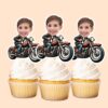 Custom Rider on a Classic Motorcycle Face Cutout – Cupcake Topper Custom Rider on a Classic Motorcycle Face Cutout shown on a cupcake topper mockup